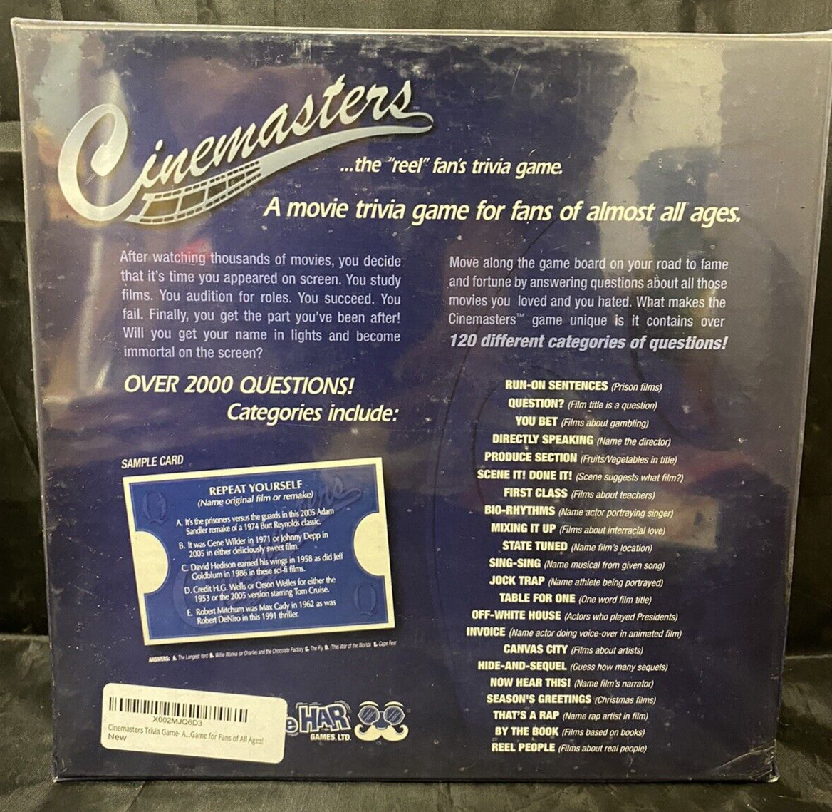 Cinemasters Trivia Game Movie Trivia For Fans of All Ages! HAR de HAR SEALED