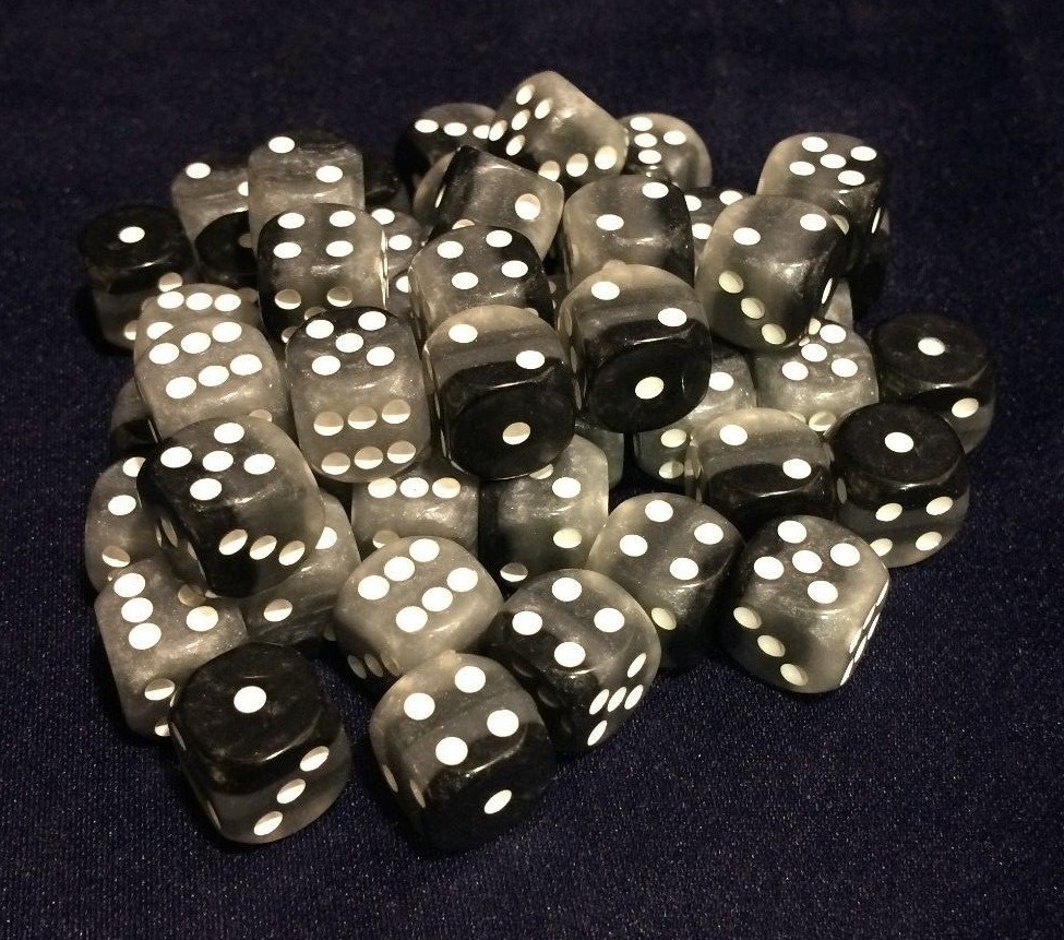 HD Dice 50x 12mm Grey Layer Pips D6