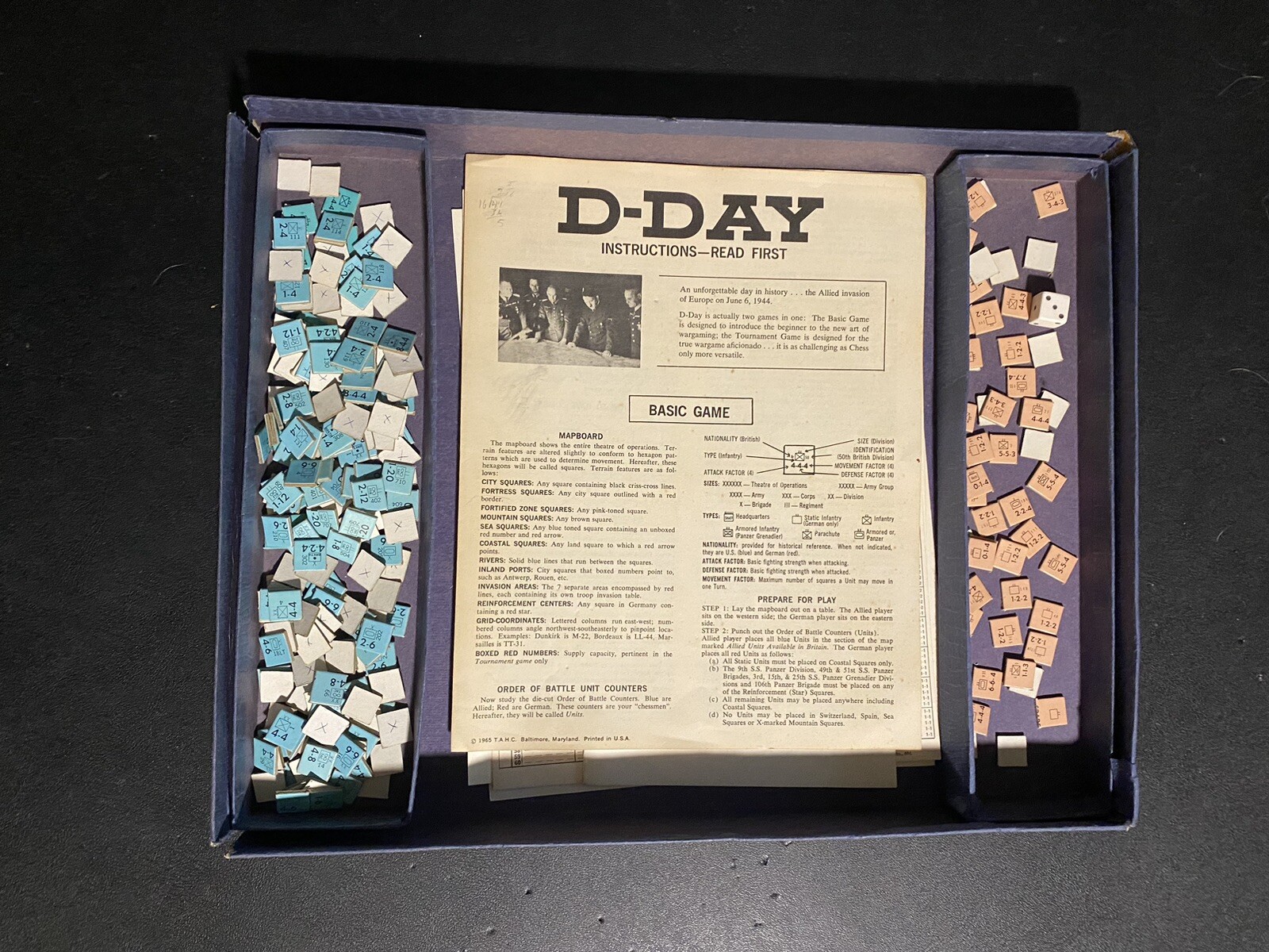 1961 Vintage Avalon Hill D-Day Invasion Board Game World War II WW2 War Strategy