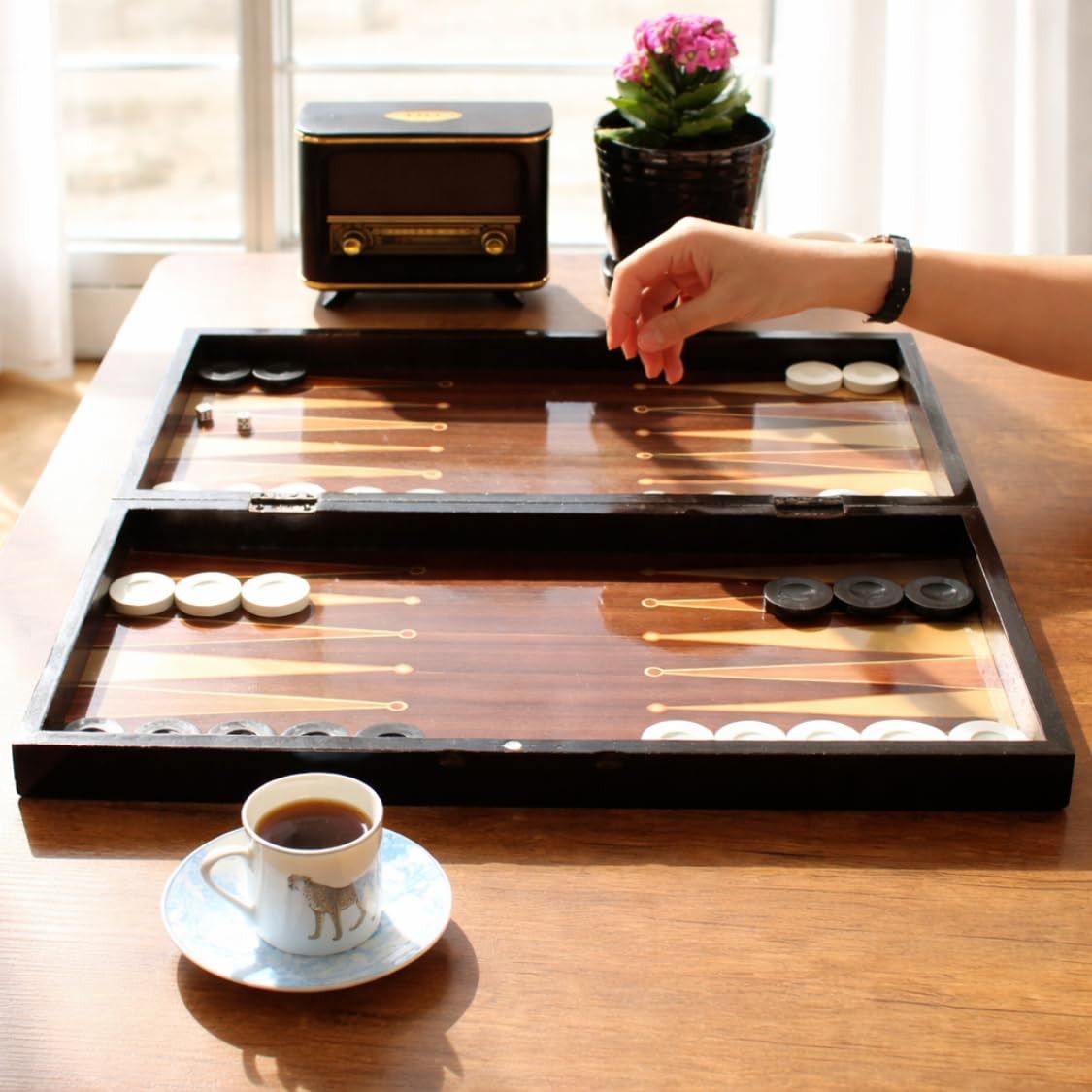 Turkish Walnut Handmade Backgammon Checkers Set 19 Inch Premium Quality