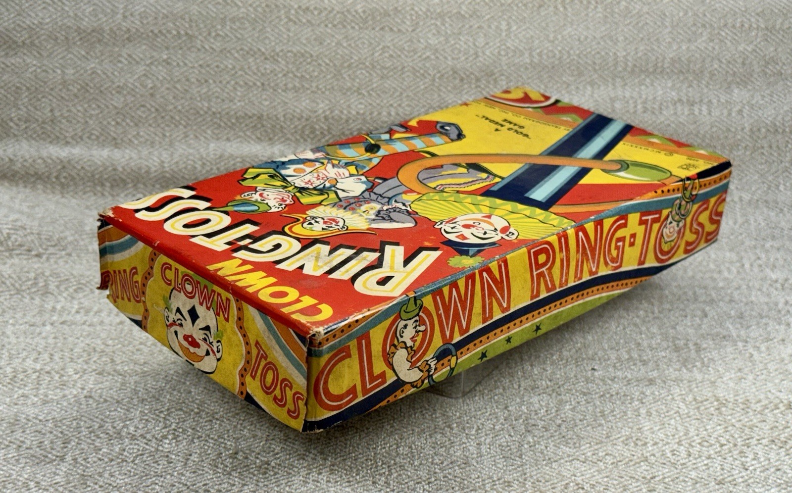 Transogram Clown Ring-Toss Game 1950s Complete w/Box Pole Rings Vintage