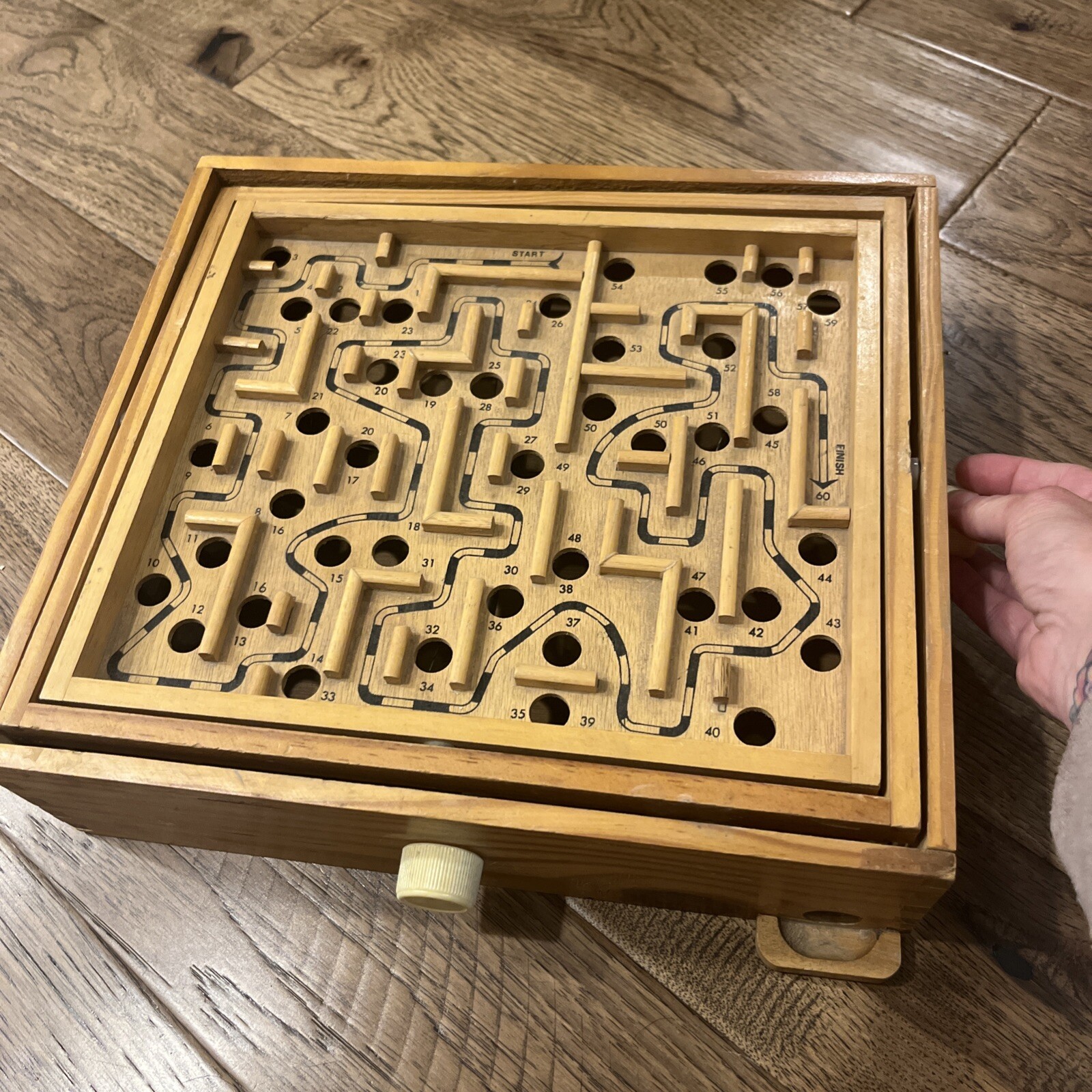Vintage Labyrinth Wooden Tilting Maze Puzzle Game Marble Included! W/O Box