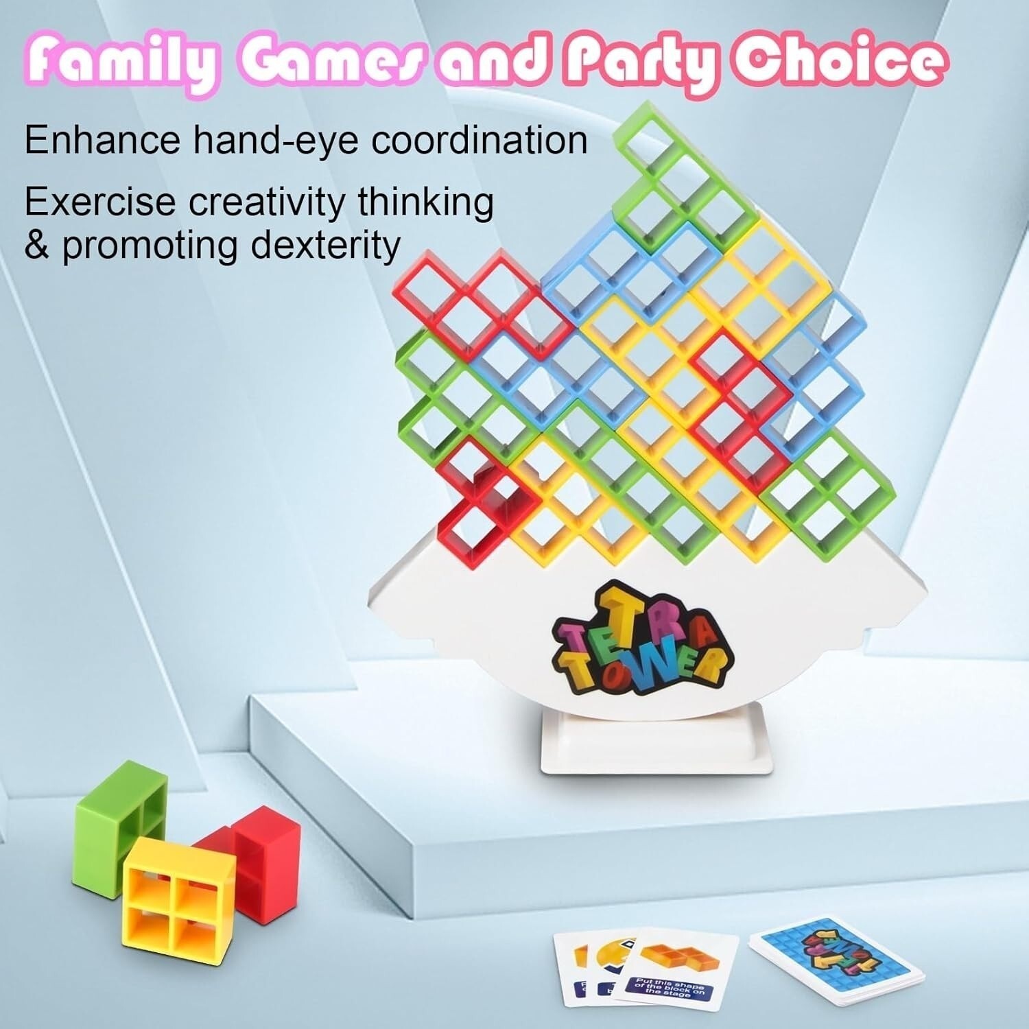 HOMELAM 48 PCS Tetra Tower Stacking Game – Educational Balance Toy for Kids
