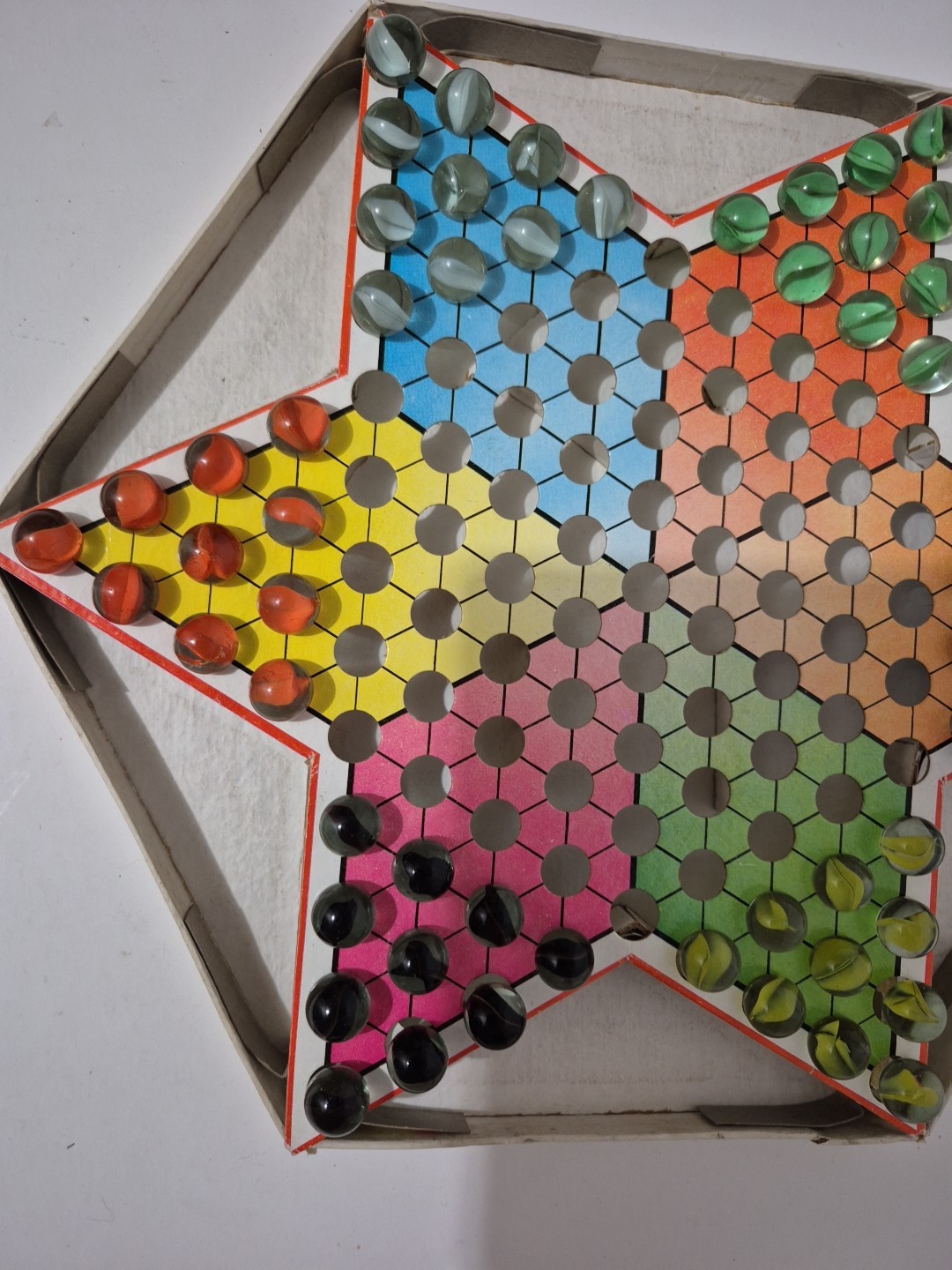 Chinese Checkers PP009 Made in China Schylling Board Game Glass Marbles Complete