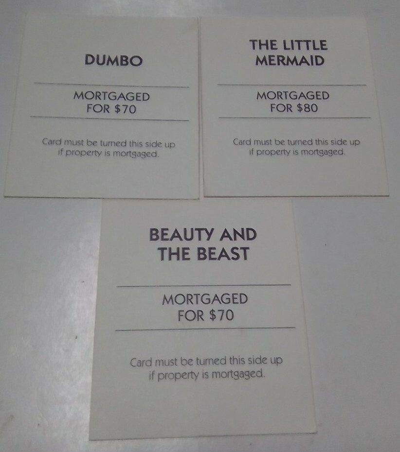Light Purple Properties Monopoly 2001 Disney Edition Parker Brothers Game Parts
