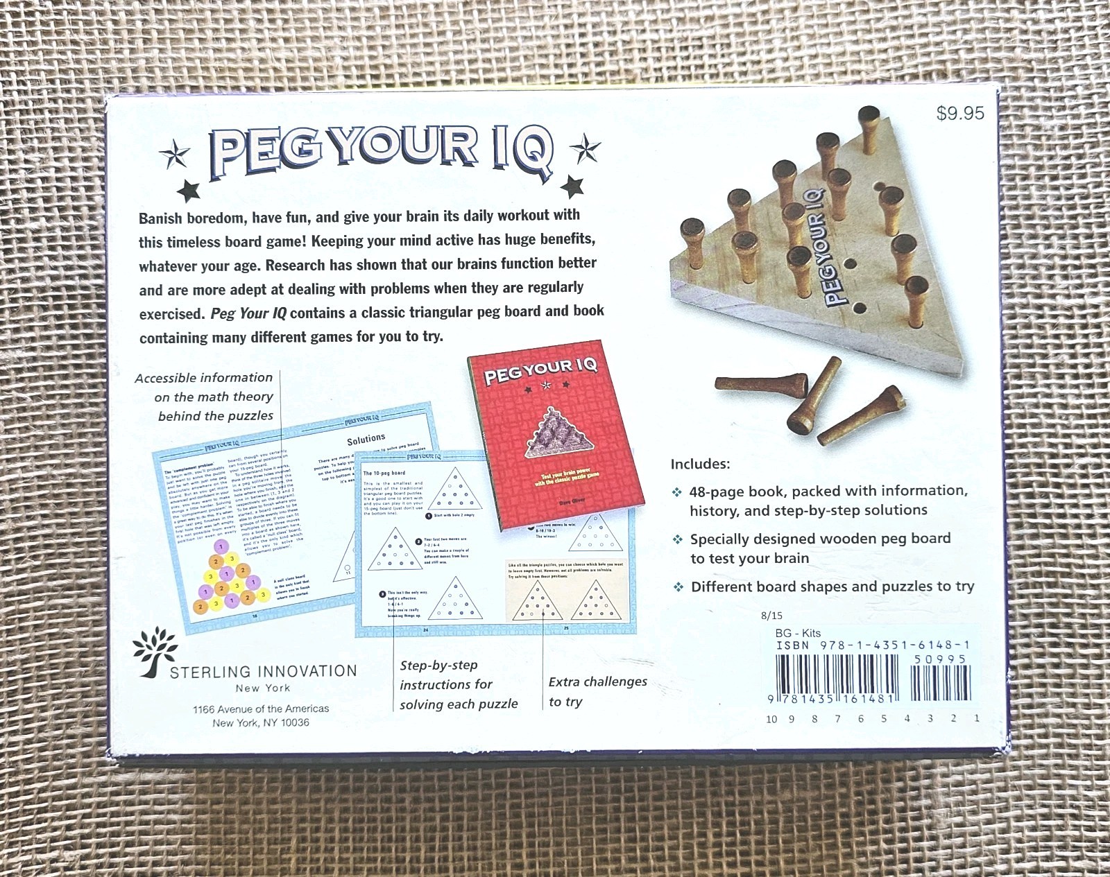 Peg Your IQ Dave Oliver Peg Board Game W/ Manual Sterling Inovations