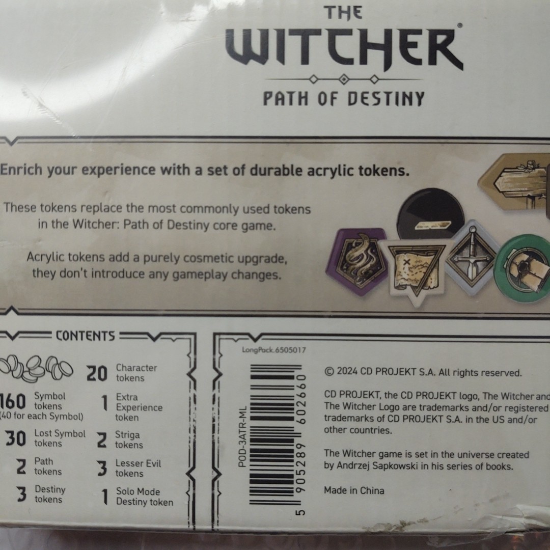 The Witcher Path of Destiny Core Game Acrylic Tokens New Sealed! FREE SHIPPING
