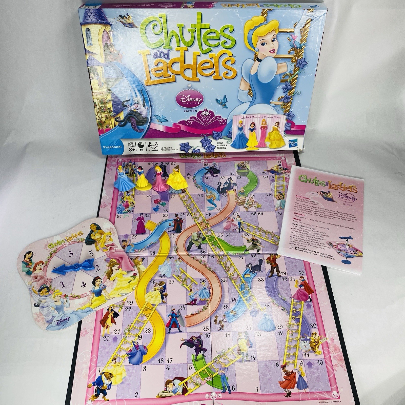 Complete! Disney Princess Chutes and Ladders Damaged Board 2009 Game