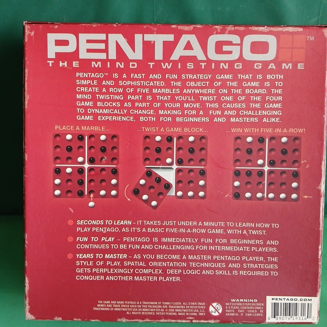 Pentago The Mind Twisting Abstract Strategy Board Game 2 Players Age 6+