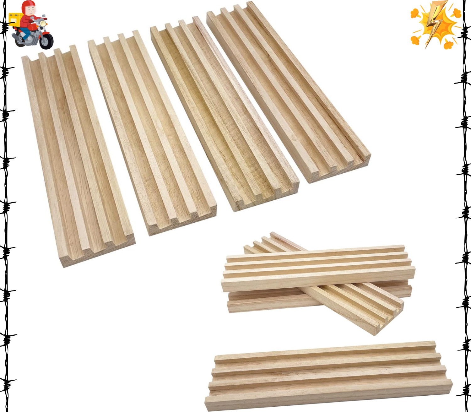 Wooden Domino Racks Set of 4 Natural Domino Trays Holders Organizer