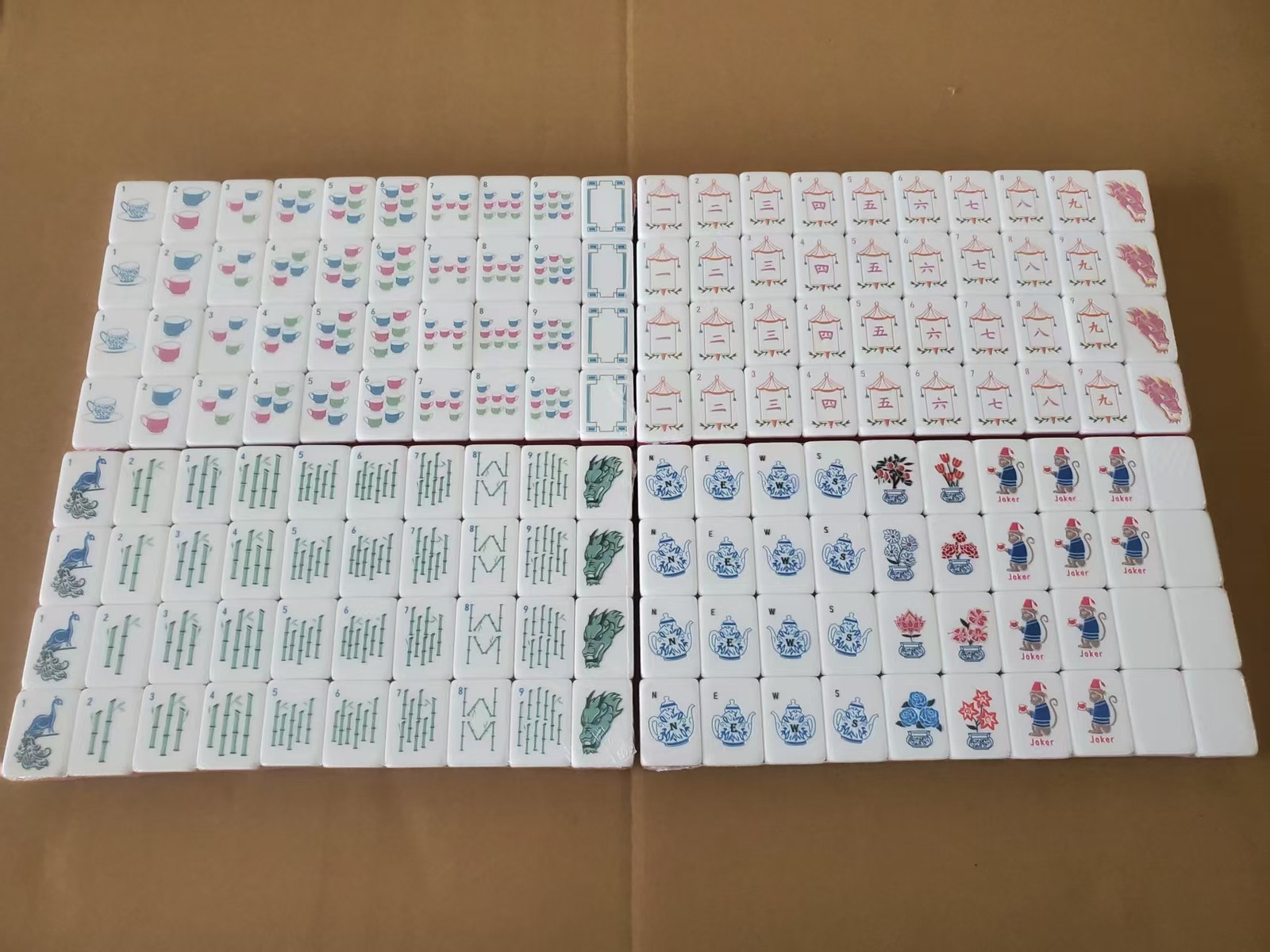 NEW! Vibrant Layered Mahjong Tiles – Full American Set 160Tiles – Dragon Monkey