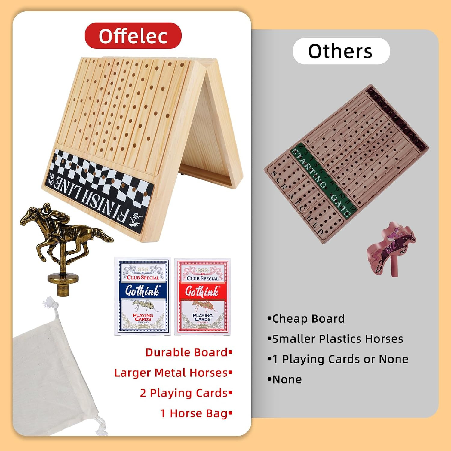 Large 23 Inches Horse Race Board Game, Premium Durable Foldable Wooden Box, Hors