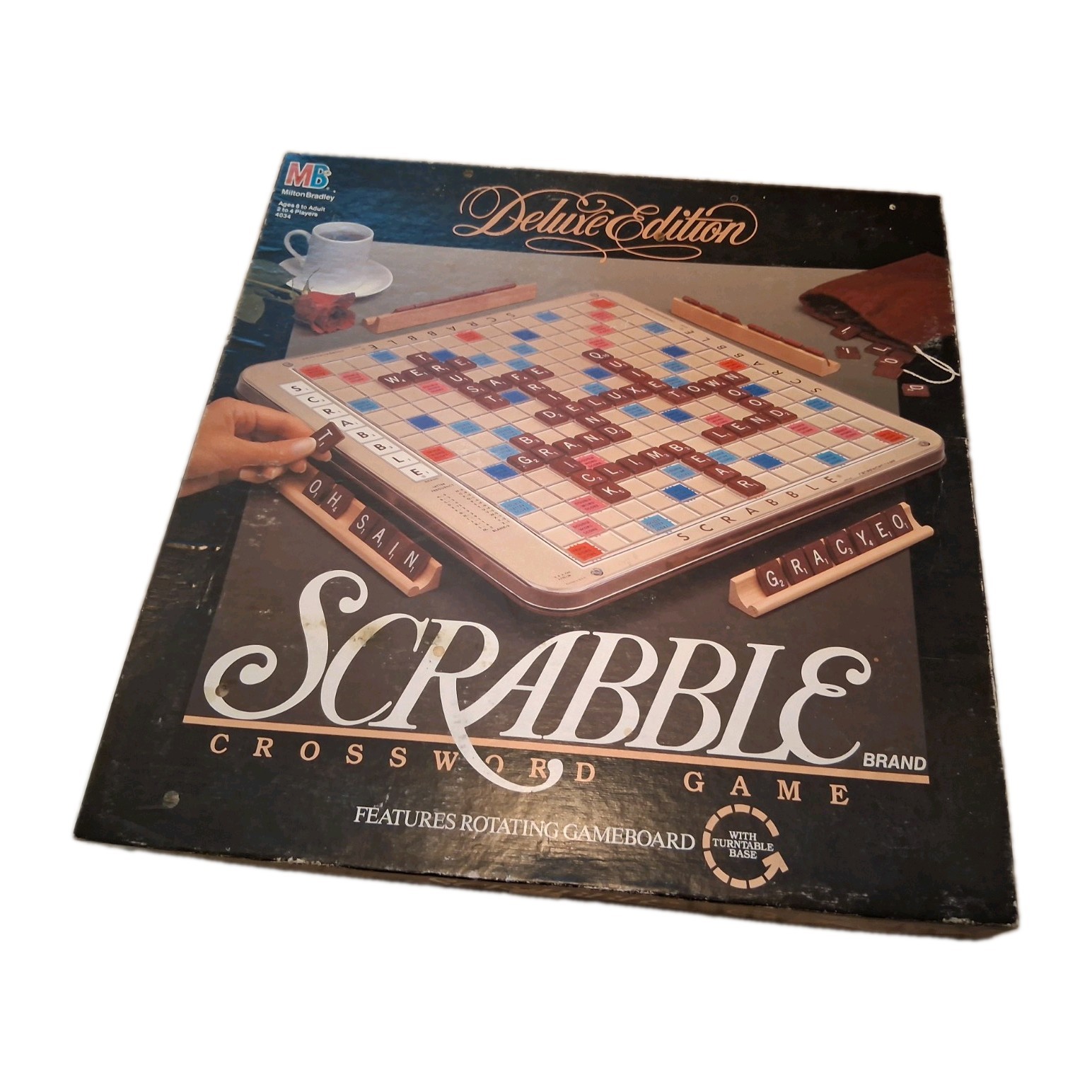 VTG 1989 Scrabble Deluxe Turntable Edition Milton Bradley 4034 All 100 Tiles