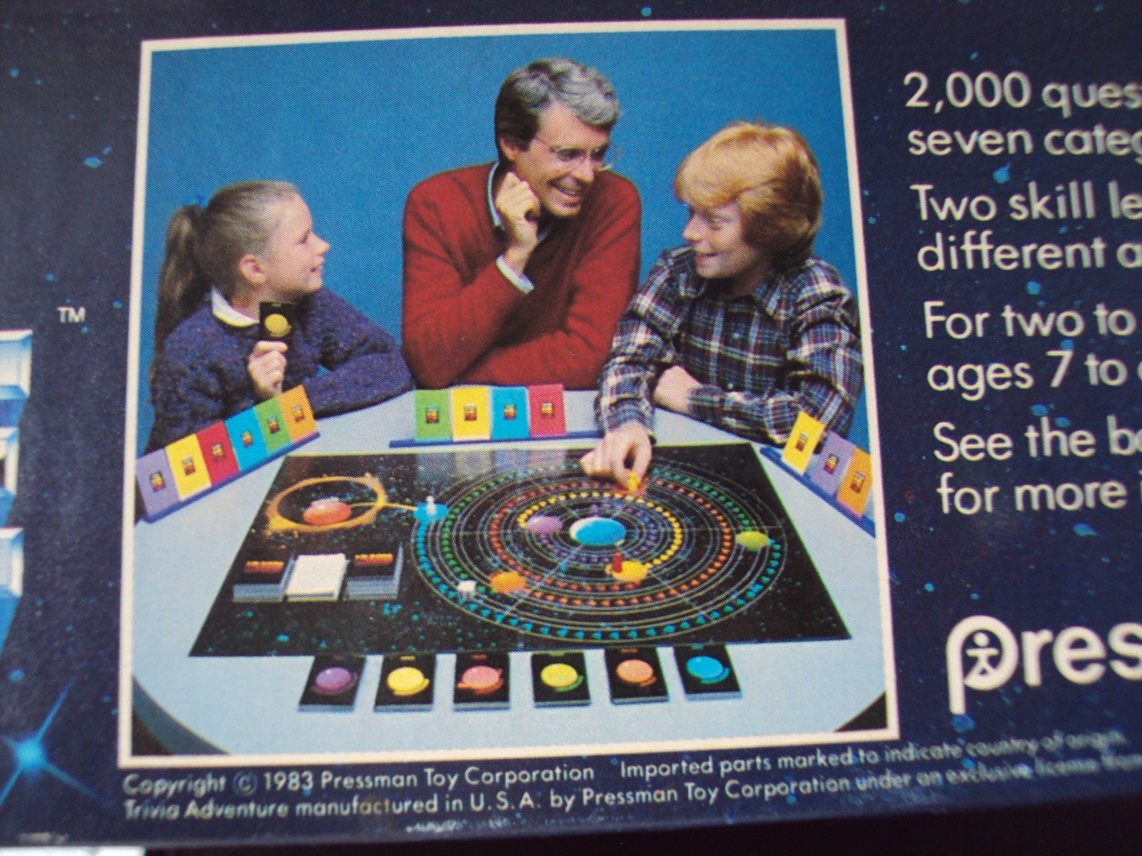 Pressman Board Game Trivia Adventure Quiz #2000 Vintage 1983 Made USA Used