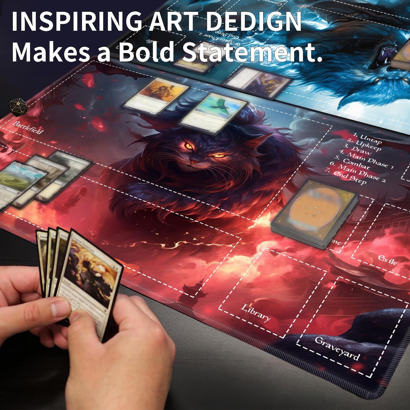 Playmat 24″ x 14″ Game Mats Tabletop Magic for MTG Cards, Trading Card Game P…
