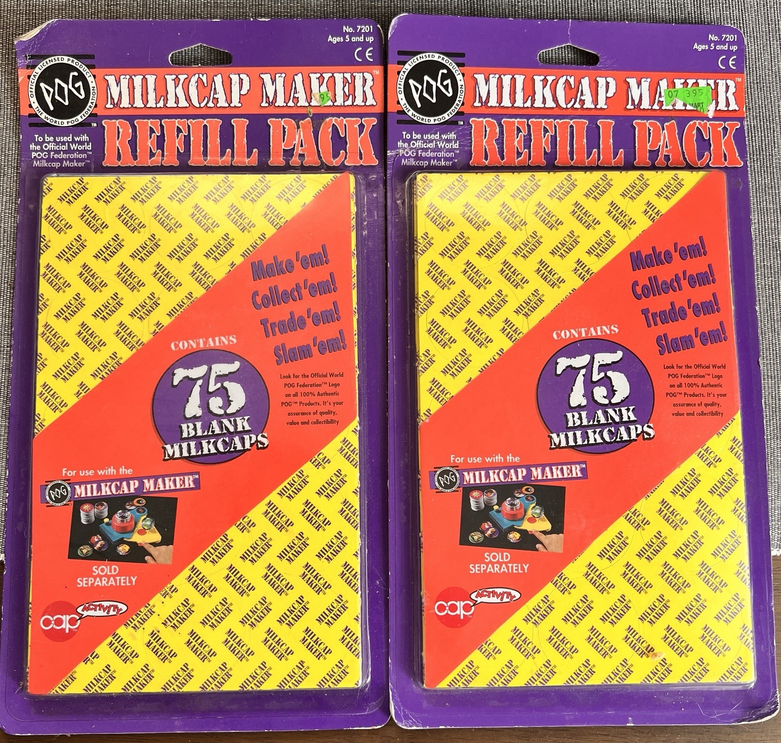 2 Vintage Official Pog Milkcap Makers 1995 Retro Toy Machines Refill Packs