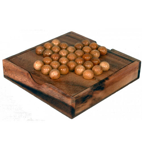 Fair Trade Thai Thailand Wooden Rainwood Solitaire Set in Wooden Box 14x14x3cm