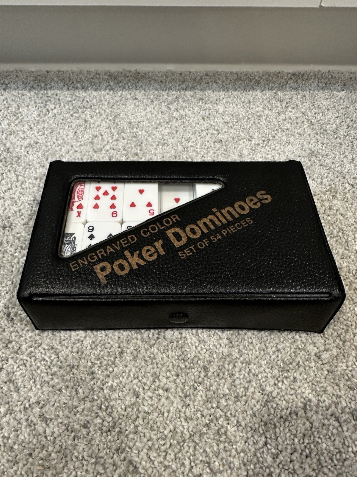 Complete Set of 54 Card / Poker Engraved Color Dominoes with Storage Case