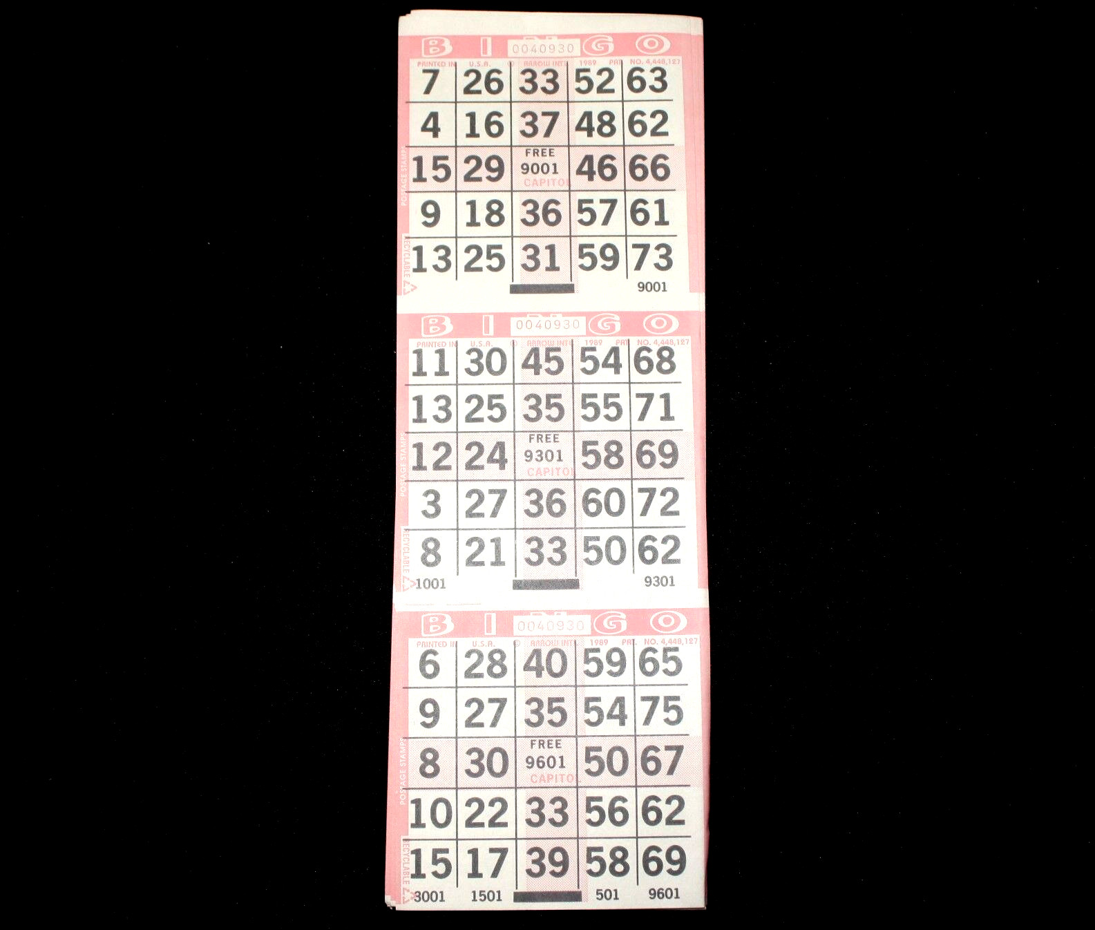 BINGO PAPER Cards Sheets 3 on 1 Pink Postage stamp 4 corners – 100 sheets