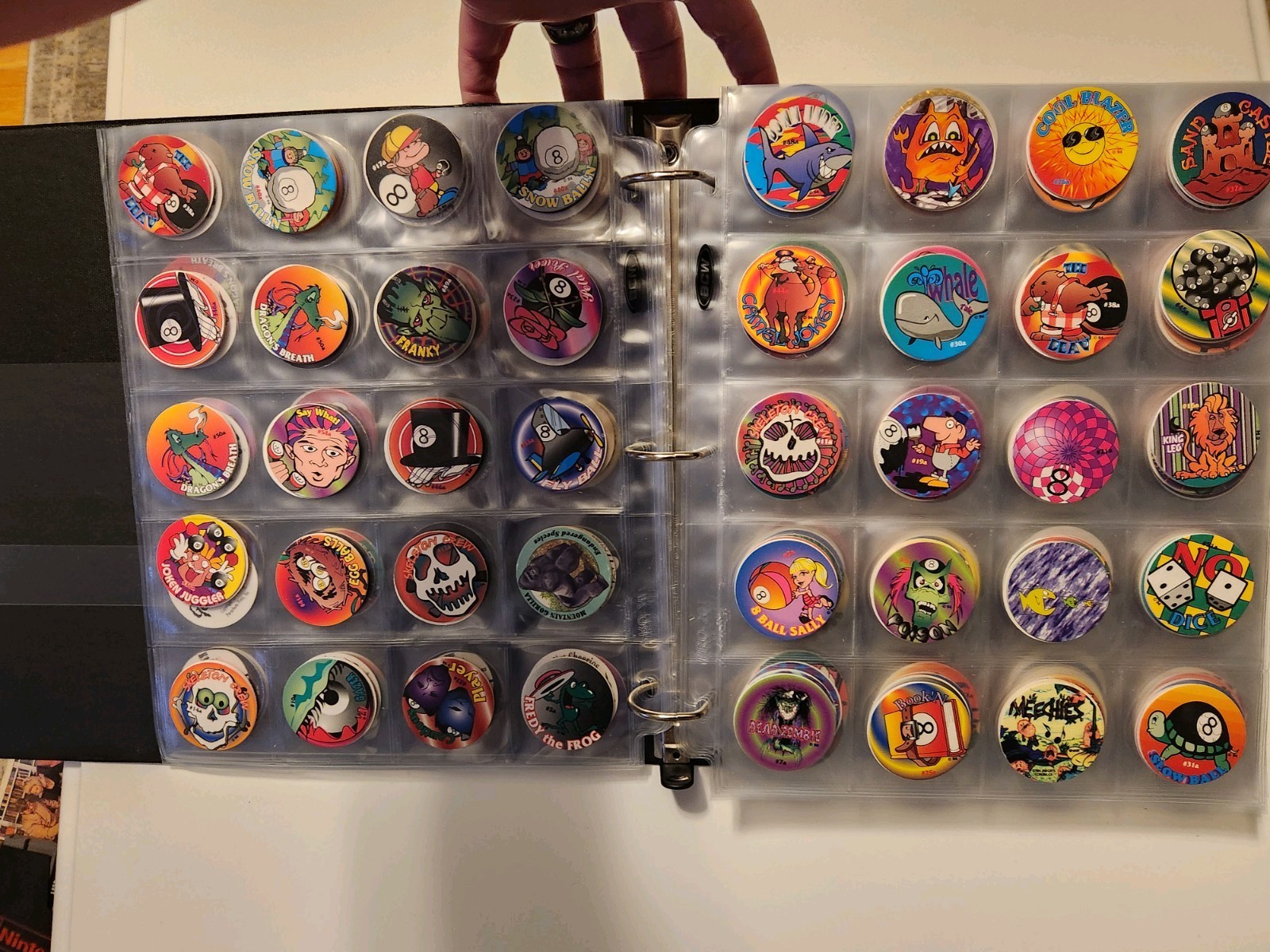 Vintage 90’s Pogs Lot Binder 600+, 3D Mirage Slammer, Pages, Travel Cans, Boxes