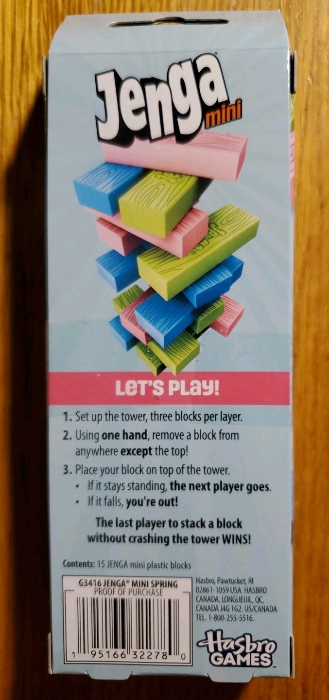 Hasbro Jenga Mini Game 🌸Spring Easter Edition🌸 Stacking Game / Pastel Colored
