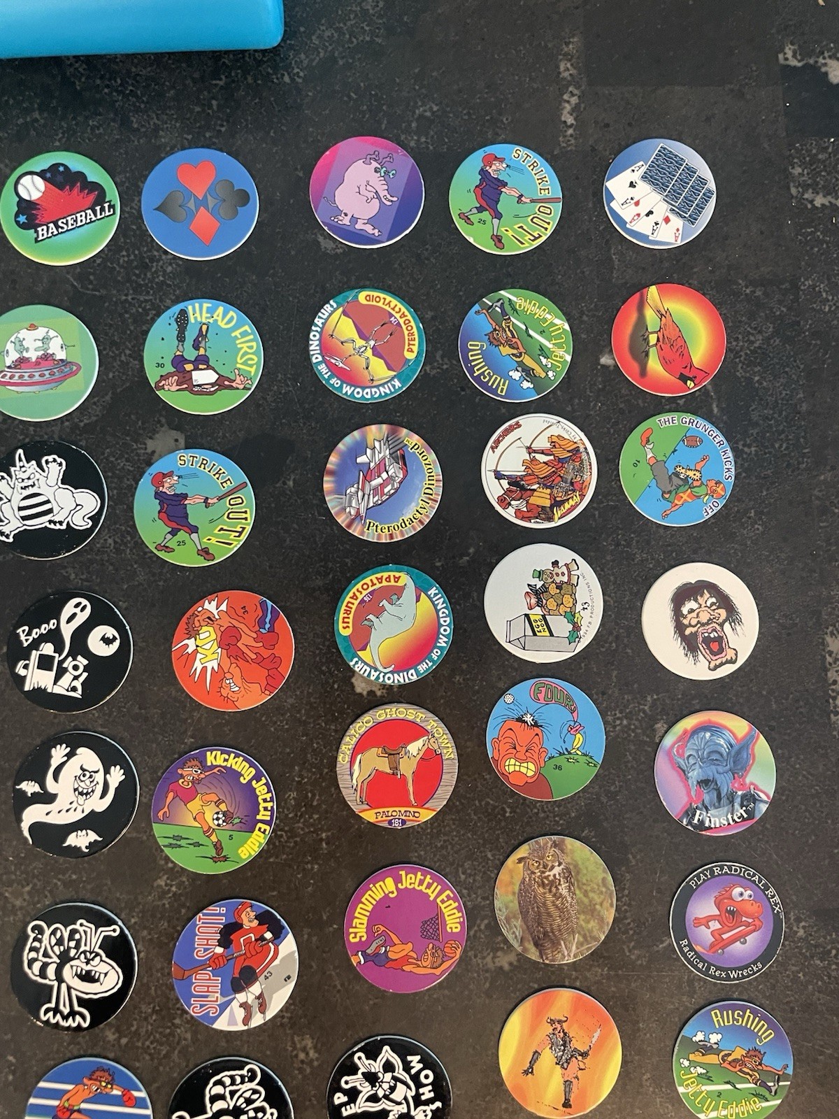 Pogs Lot of 100 Original POGs With Tube Carrying Case Vintage 1990’s