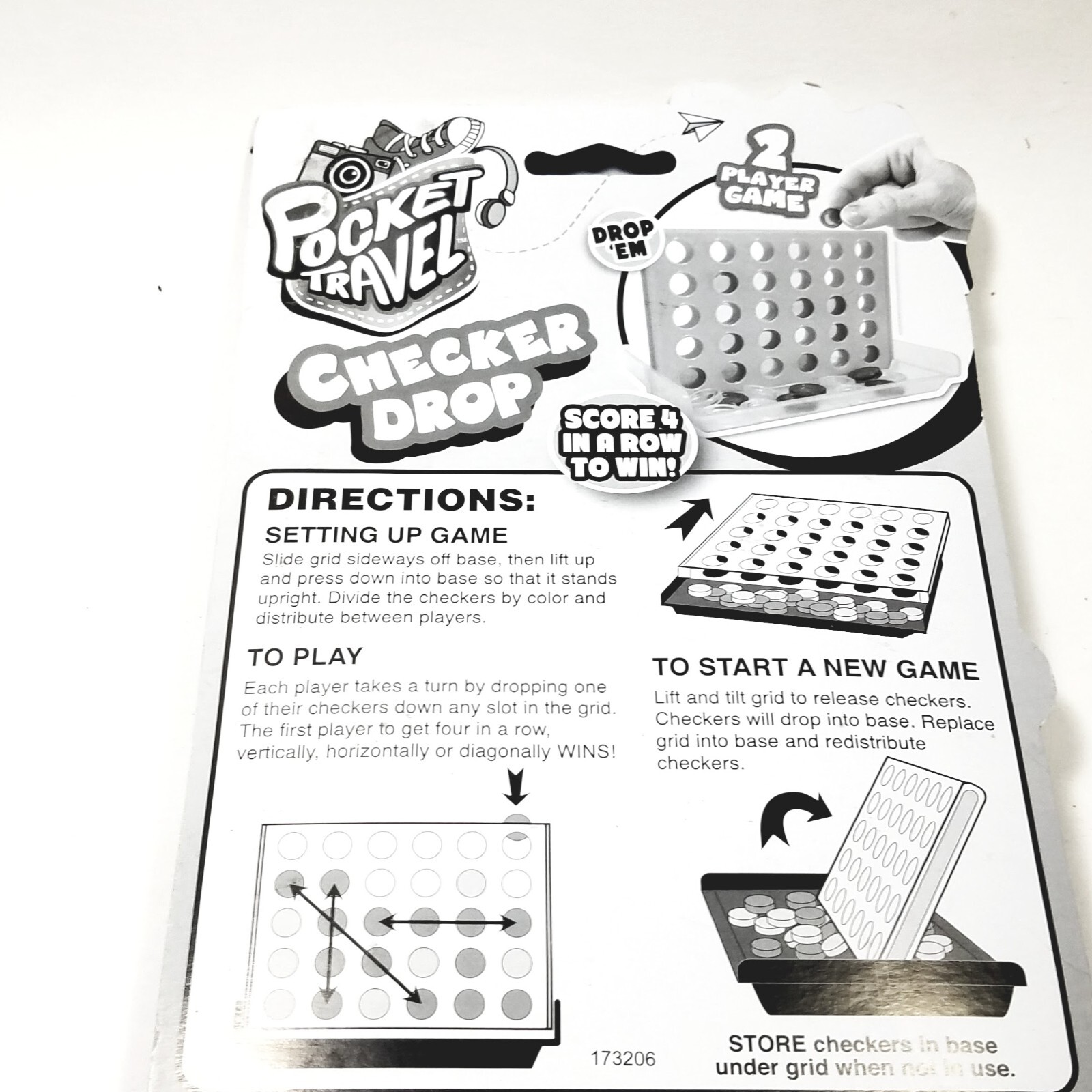 Pocket Travel Checker DropTravel Portable Pocket 1 Or 2 Player Board Game