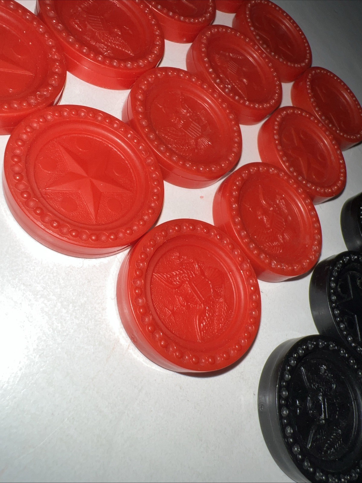 Vintage Lot Of Connect 4 Checker Replacement Game Pieces 18 Black & 16 Red