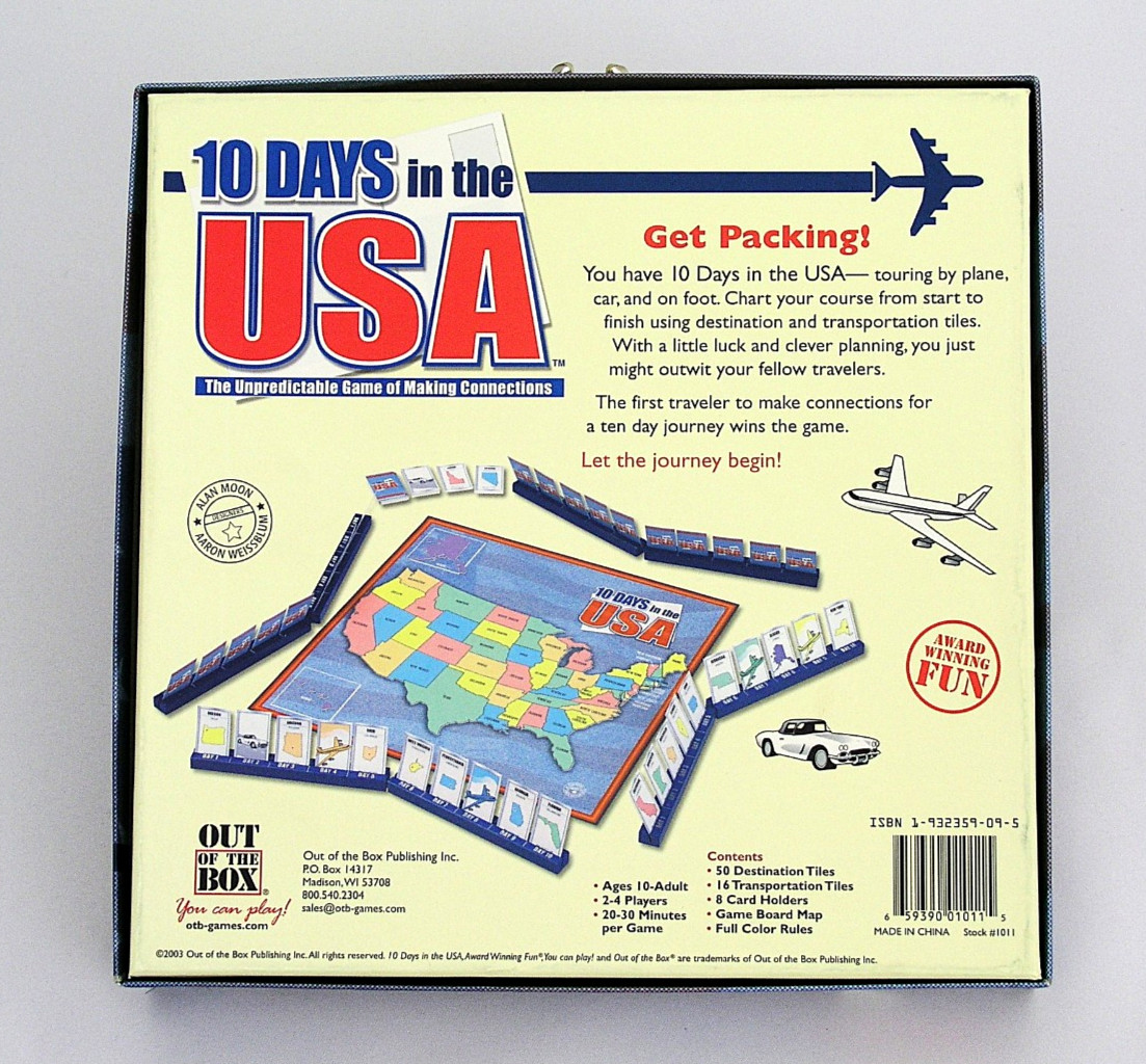 10 DAYS IN THE USA BOARD GAME OUT OF THE BOX 2-4 PLAYERS AGES 10 TO ADULT