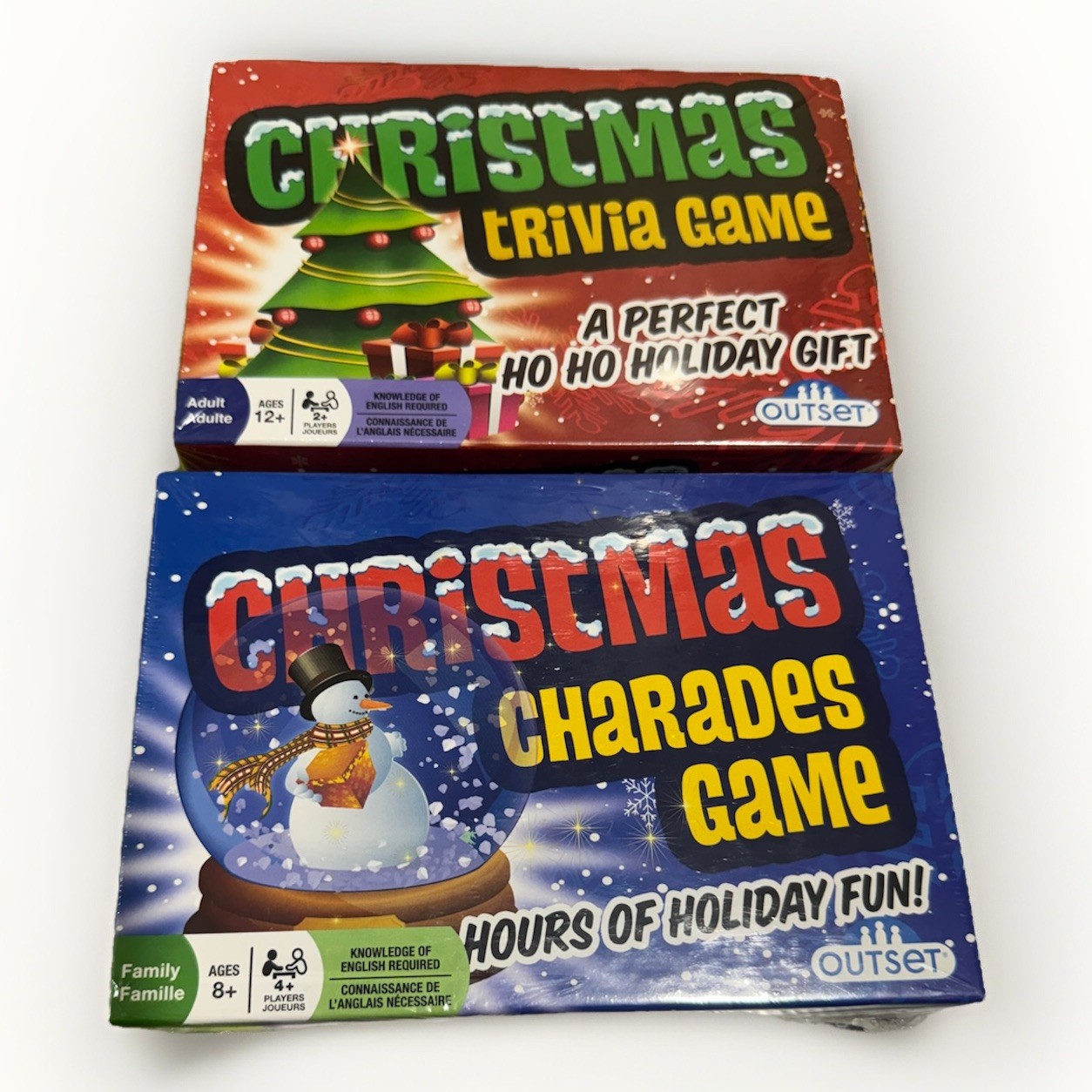 NEW set of 2 Christmas Charades & Trivia Games – Holiday Party Game Fun