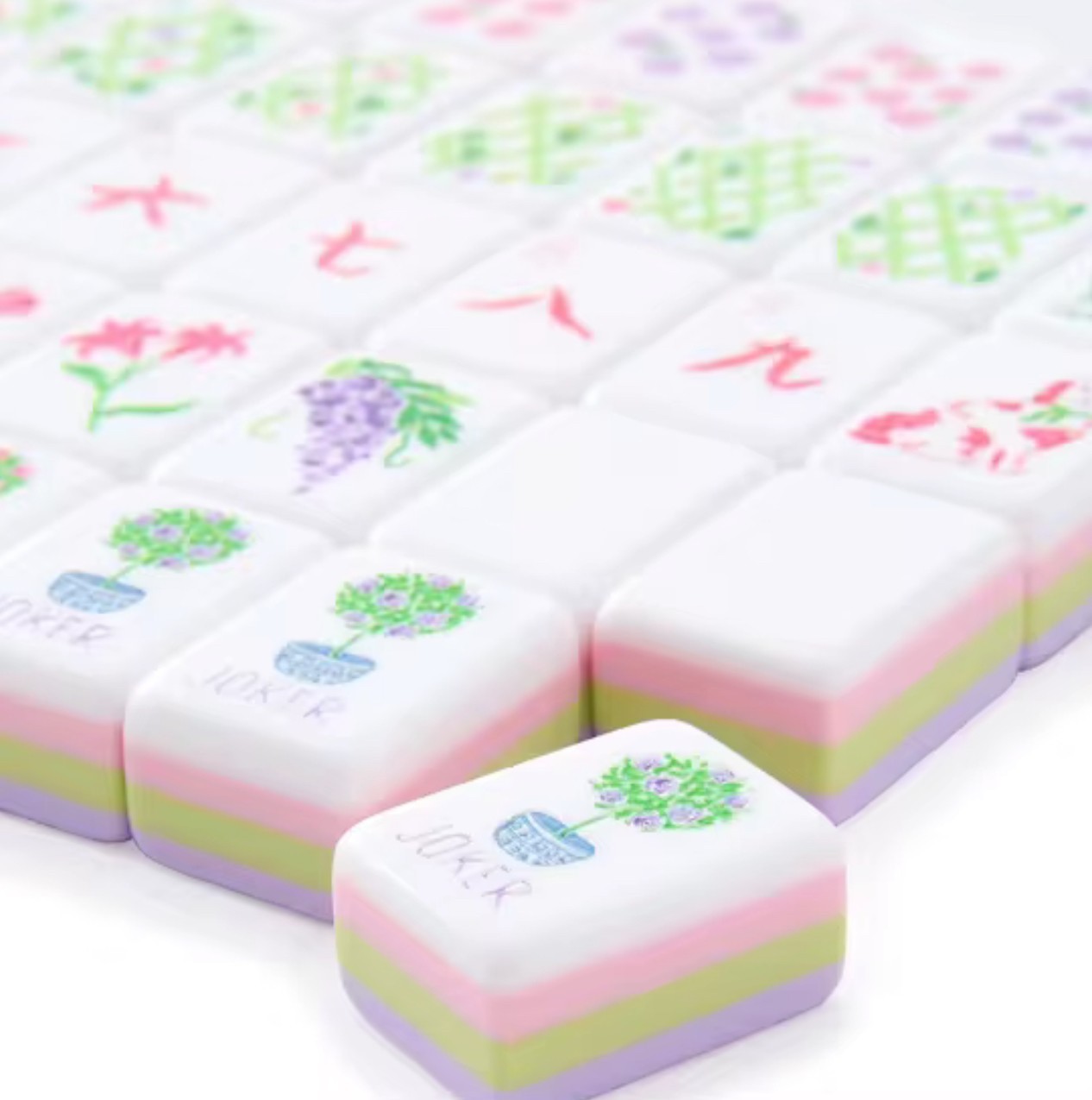 American Mahjong Game Set, 160 Lilac Acrylic Engraved Layered Mah Jong Tiles
