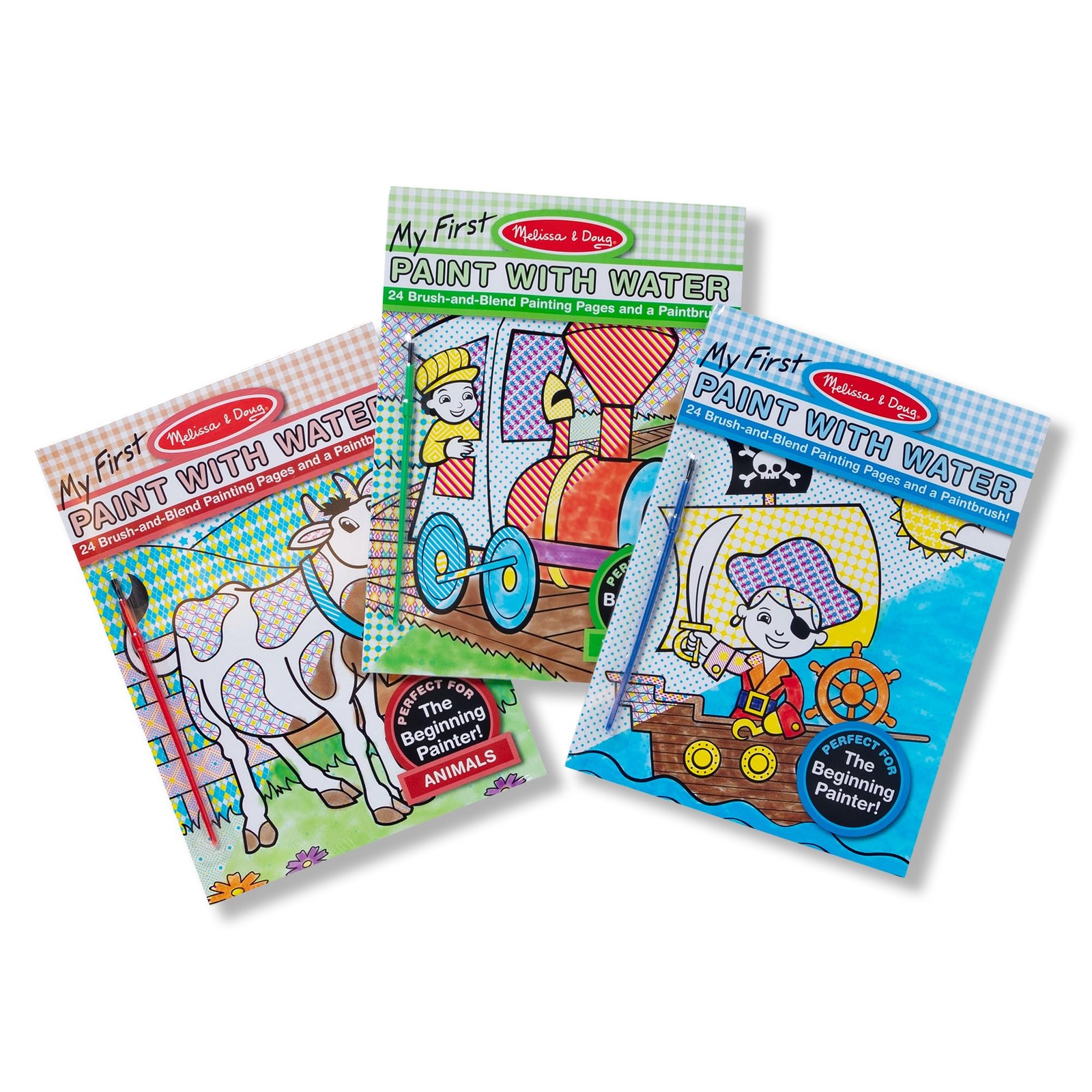 Paint with Water Activity Books Set Animals Vehicles Pirates Melissa Doug First