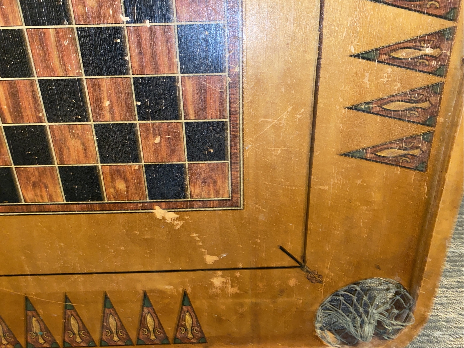 Antique 1913 Archarena Wood Game Board With game Pieces Great Wall Decor