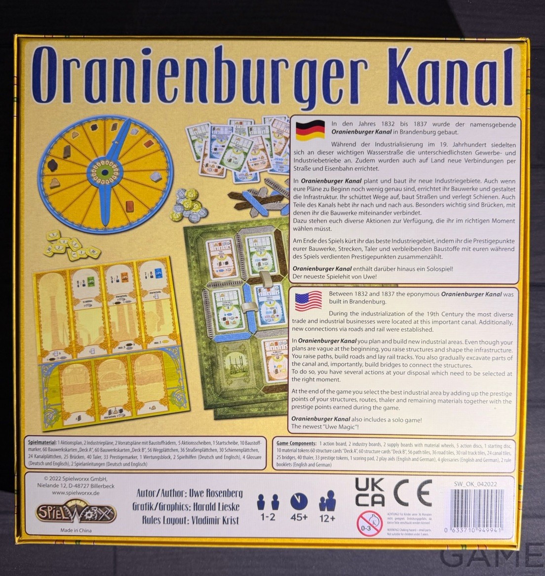 Oranienburger Kanal Spielworxx Boardgame German/English Ed) Unplayed Box EX/NM