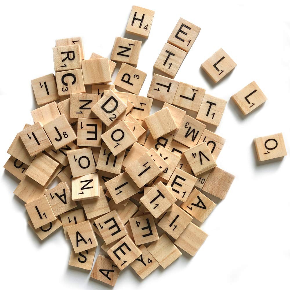 QMET 500 Wood Letter Tiles,Scrabble Letters for Crafts – DIY Wood Gift Decora…