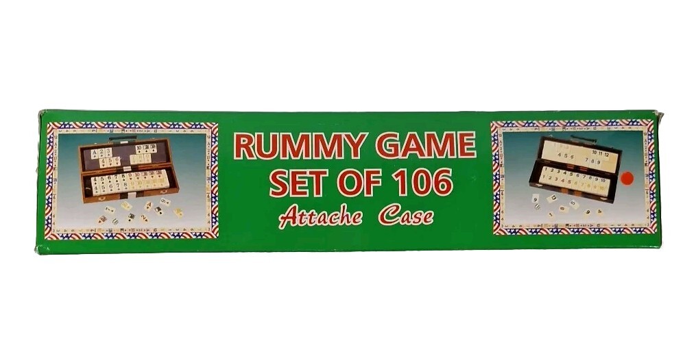 Deluxe Rummy Game Set Of 106 w/Wooden Racks in Attache Case CHH Games – NEW!