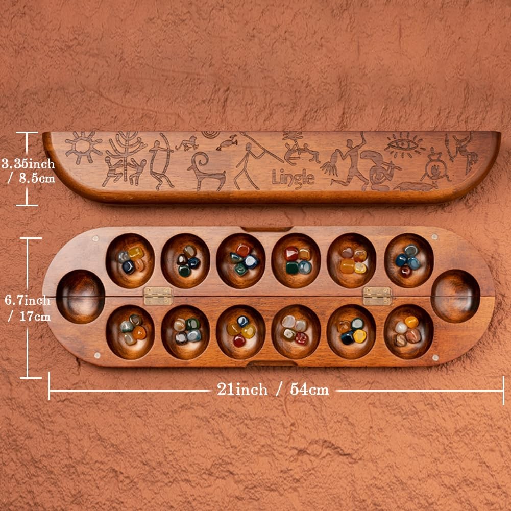 Lingle 21 Inch Deluxe Mancala Set: Real 5.5 x 15 x 0.1 inches, Multi-color