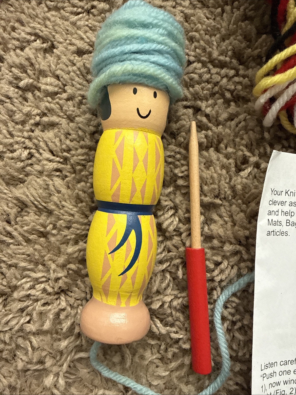 KNITTING DOLL Keeps Our Little Ones Busy With Wool And Wooden Needle 6+ Vintage