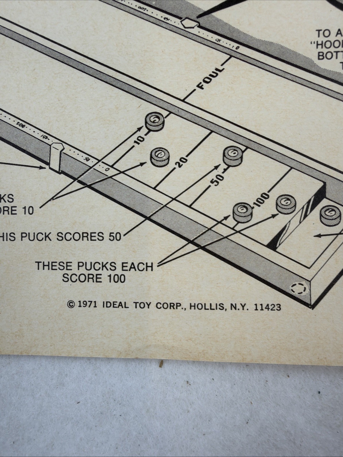 1971 Ideal Rebound Two Cushion Game Vintage Tabletop Shuffleboard Game And Box