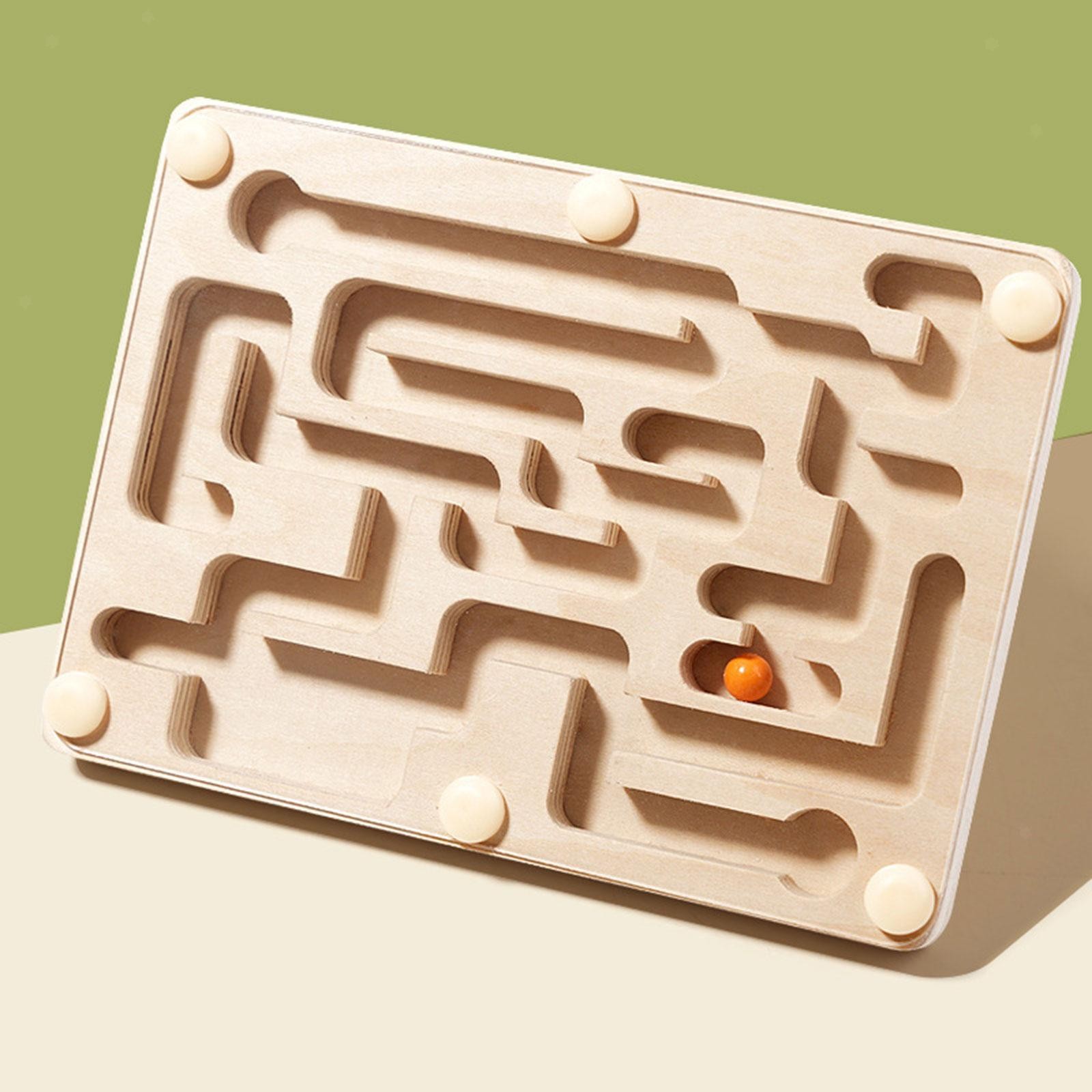 Marble Maze Wooden Labyrinth Board Teaser Preschool Traditional Game Montessori