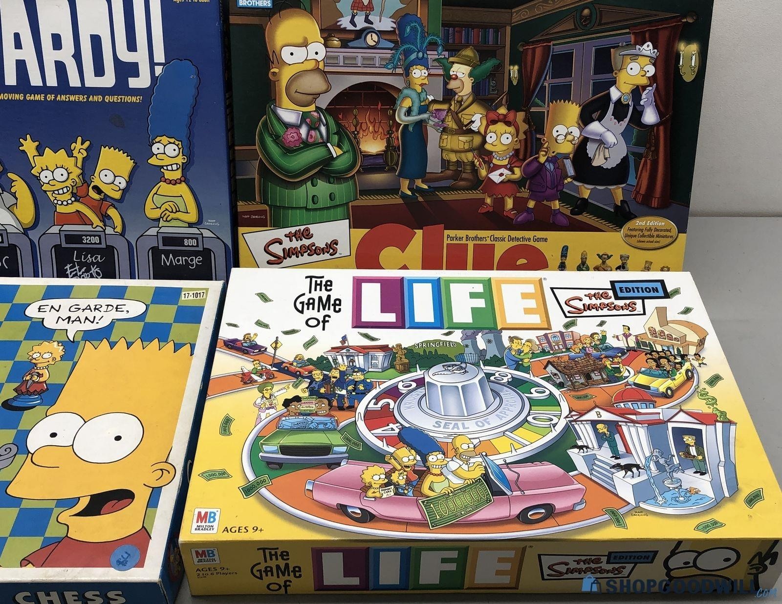 The Simpsons Board Game Lot Jeopardy Clue Life 3-D Chess Vintage 4 Games