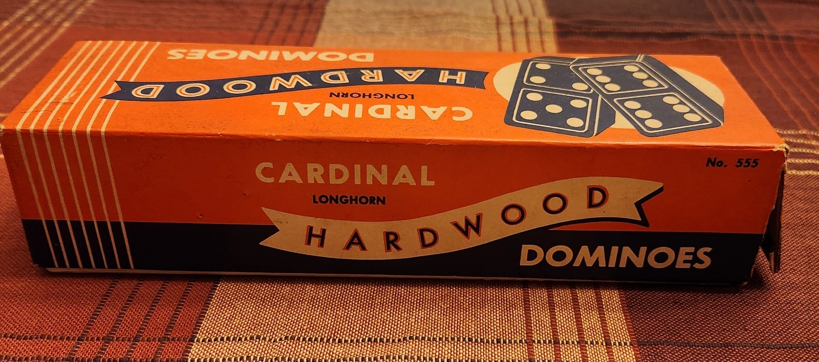 Vintage Cardinal Products Hardwood Dominoes #555 West Germany Double Six Orange