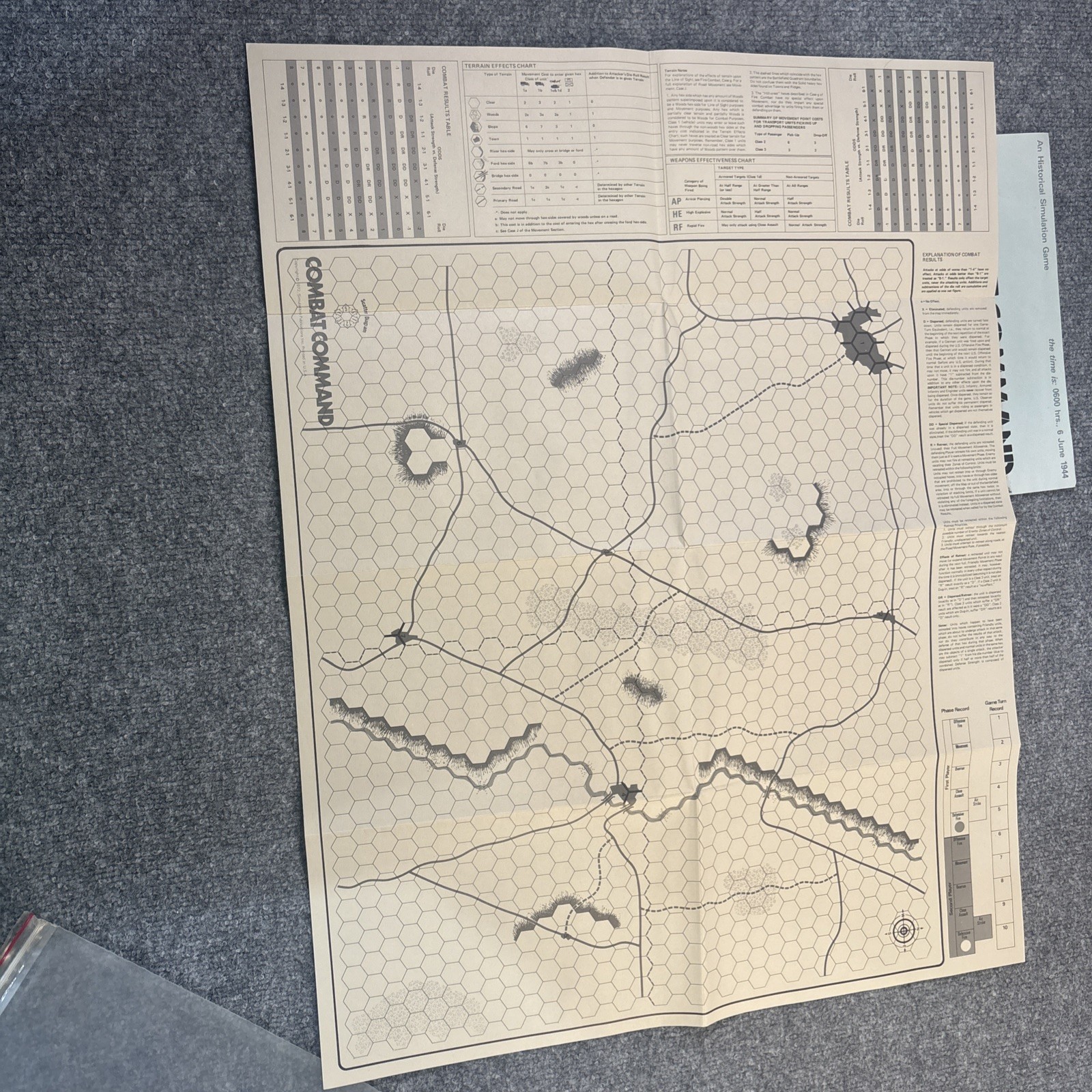 Combat Command 1972 Punched Simulation Game Tactical Armored Warfare France 1944