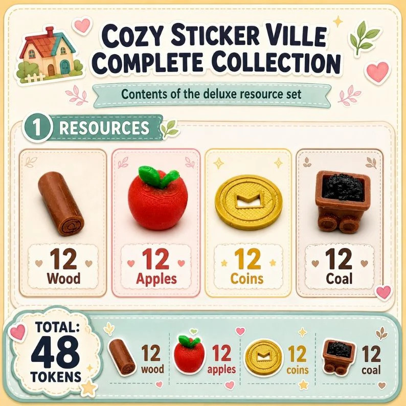 Cozy Stickerville Deluxe Resource Tokens