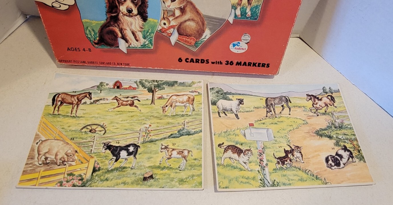 PETS & ANIMALS LOTTO SAML GABRIEL & SONS 1955 GREAT GRAPHICS DOG COW RABBIT GOAT