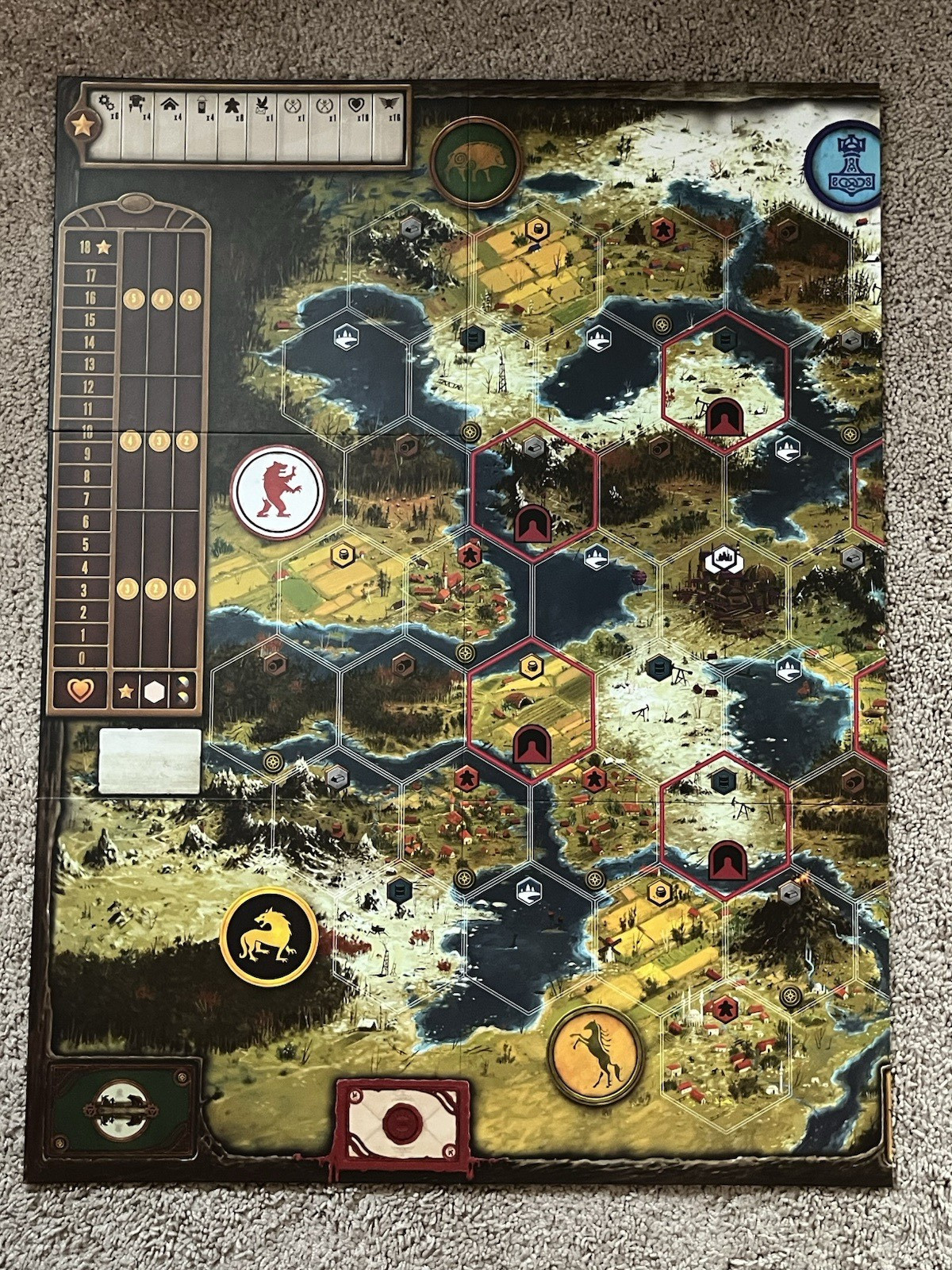 Scythe Board Game Stonemaier 1-5 Players w/ Metal Coins + Promo Cards & Dials