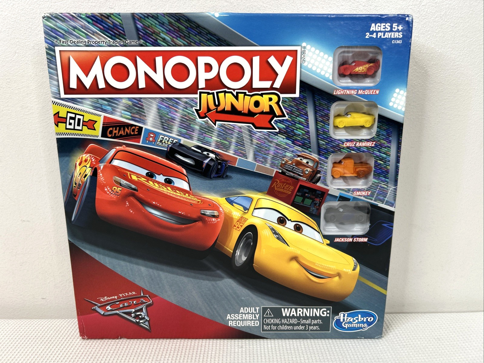 Monopoly Junior Disney Pixar Cars Hasbro Ages 5+ Complete Family Game Night EUC