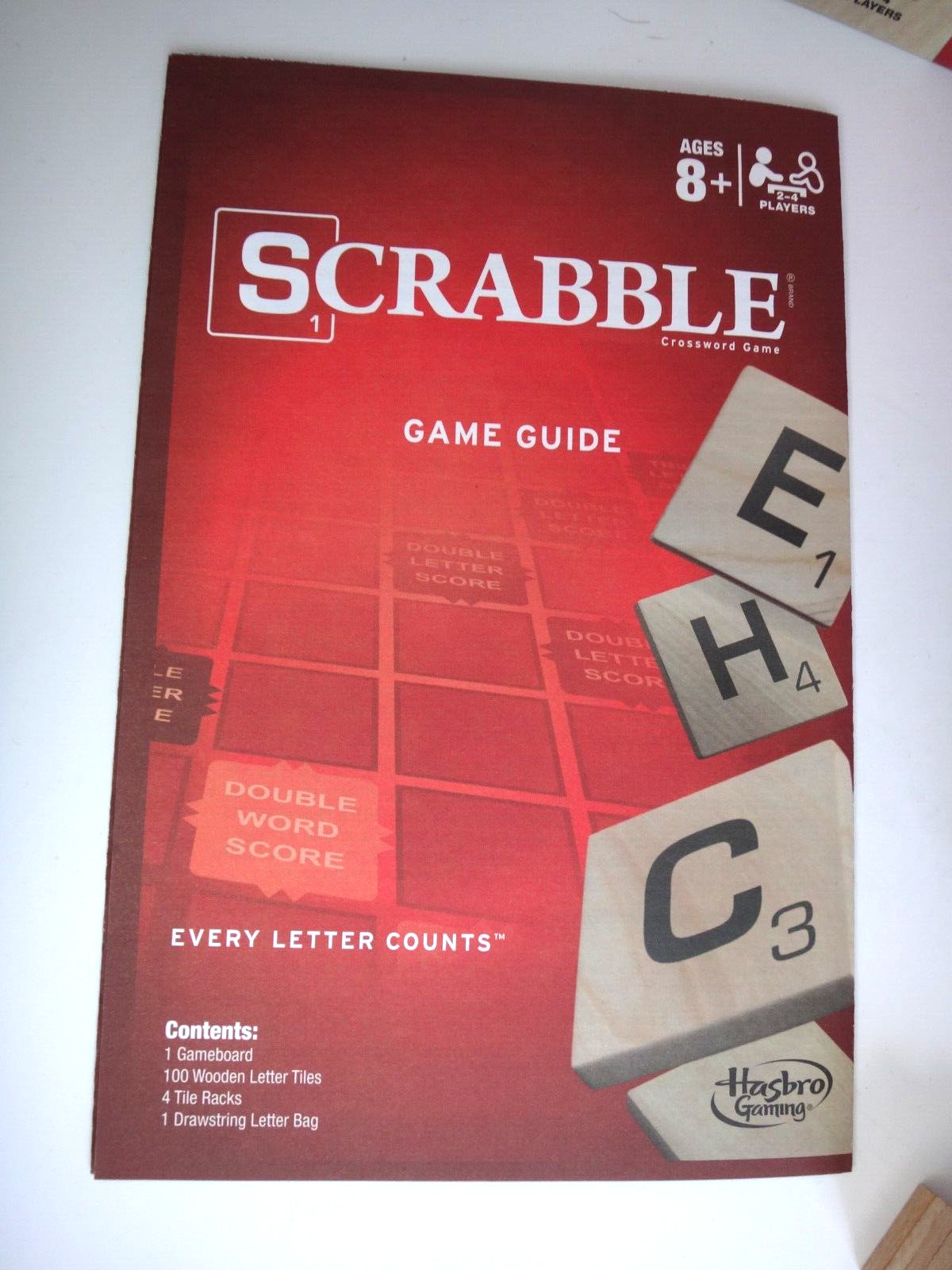 Hasbro SCRABBLE Crossword Game 2013 Version Opened COMPLETE Wood Tiles Racks Bag