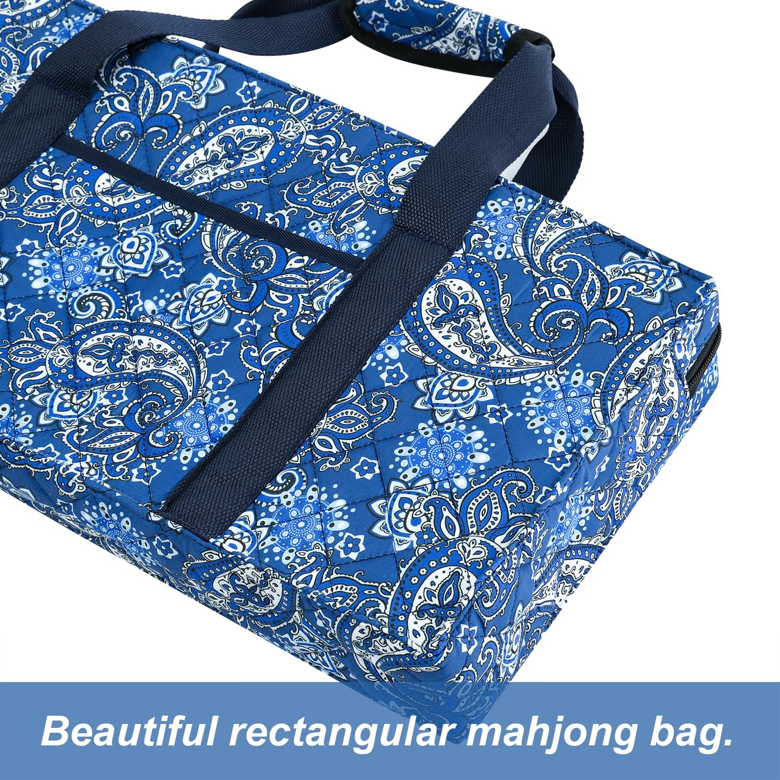 ZGME American Mahjong Set,166 White Tiles with Blue Bag and 1 inch, Deep