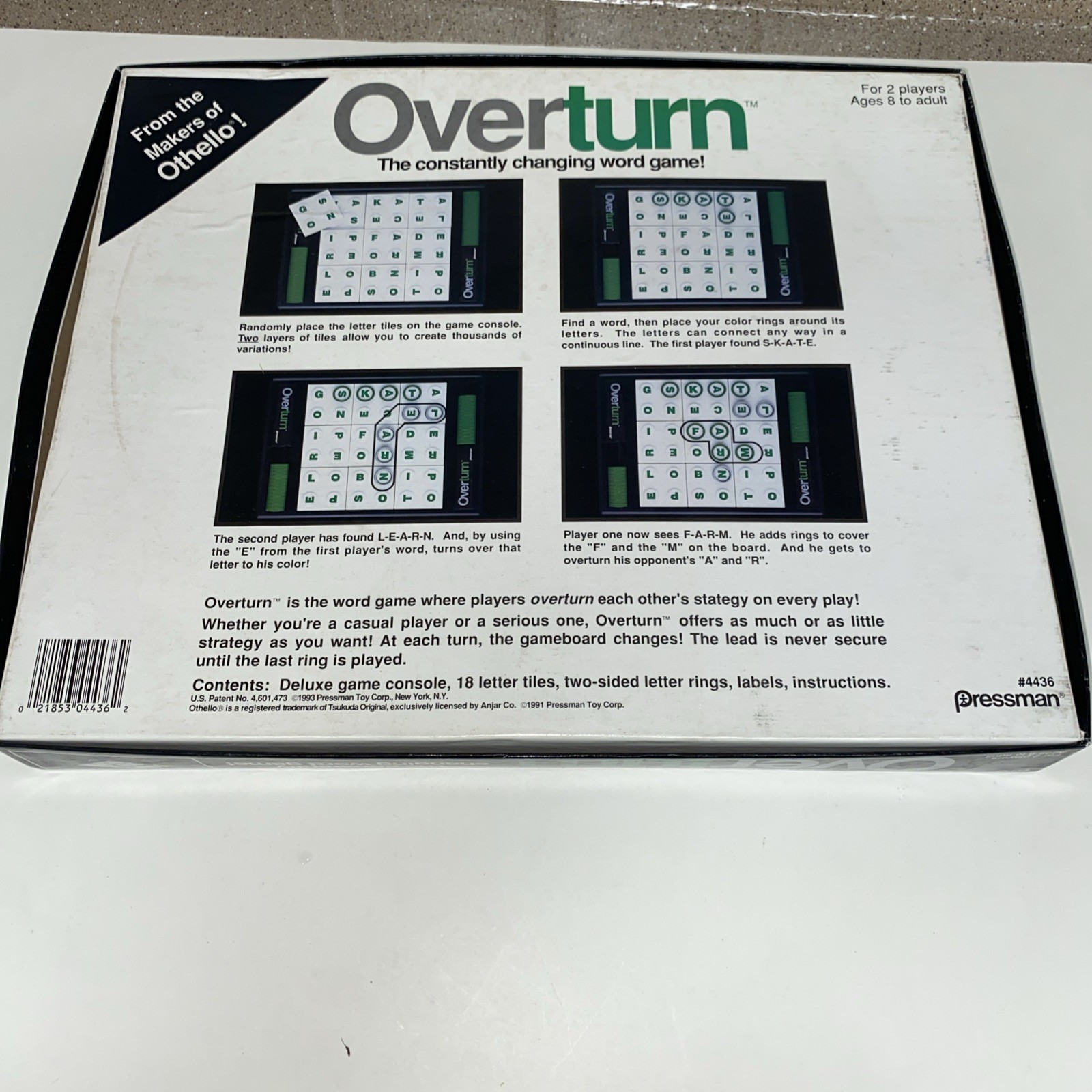 Othello 1984 & Overturn 1993 Board Games Strategy Vintage COMPLETE VG